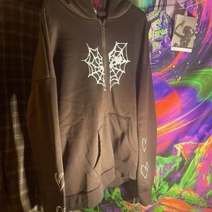 Brown Heart Hooded Zip up